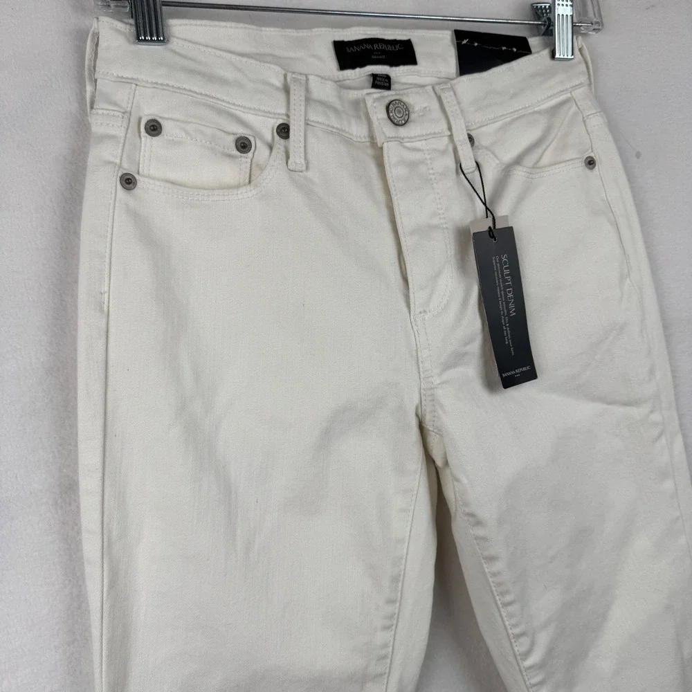 Banana Republic Sculpt Skinny Jeans Size 25/0 Mid Rise Stretch‎ Denim White NEW